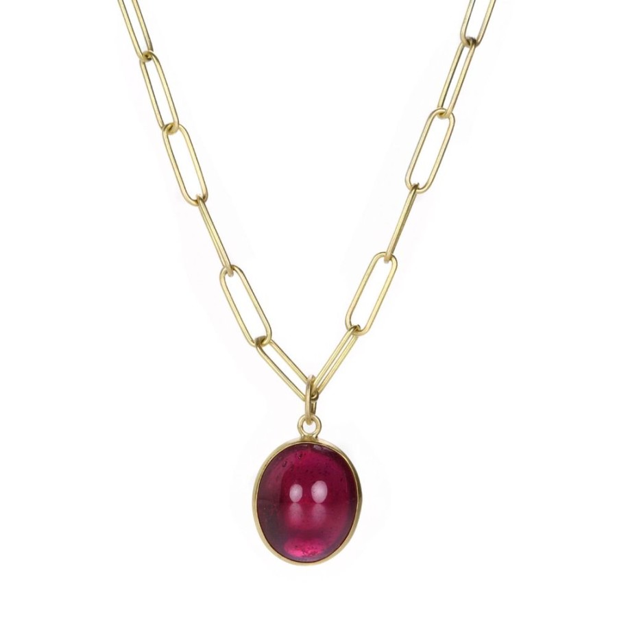 Necklaces Maria Beaulieu | Oval Ruby Cabochon Pendant (Pendant Only)