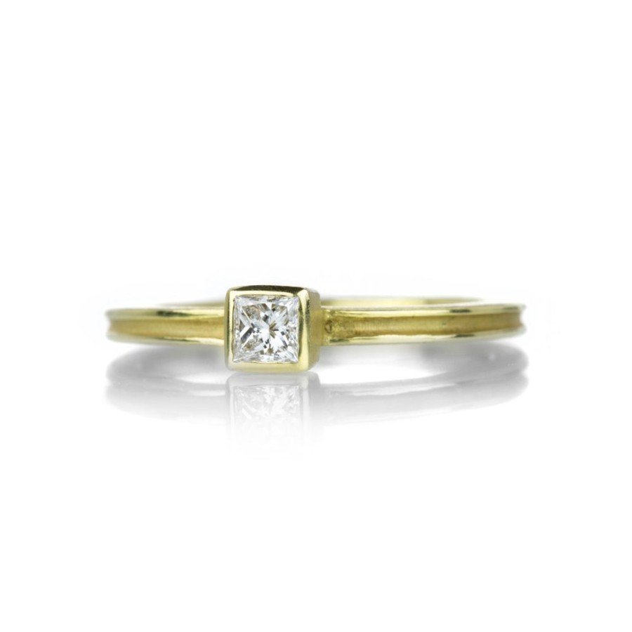 Rings Barbara Heinrich | Square Diamond Grooved Ring