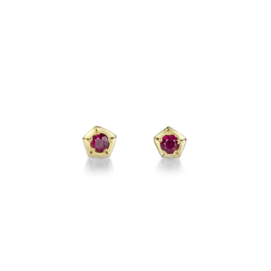 Earrings Annie Fensterstock | 18K Ruby Rock Studs