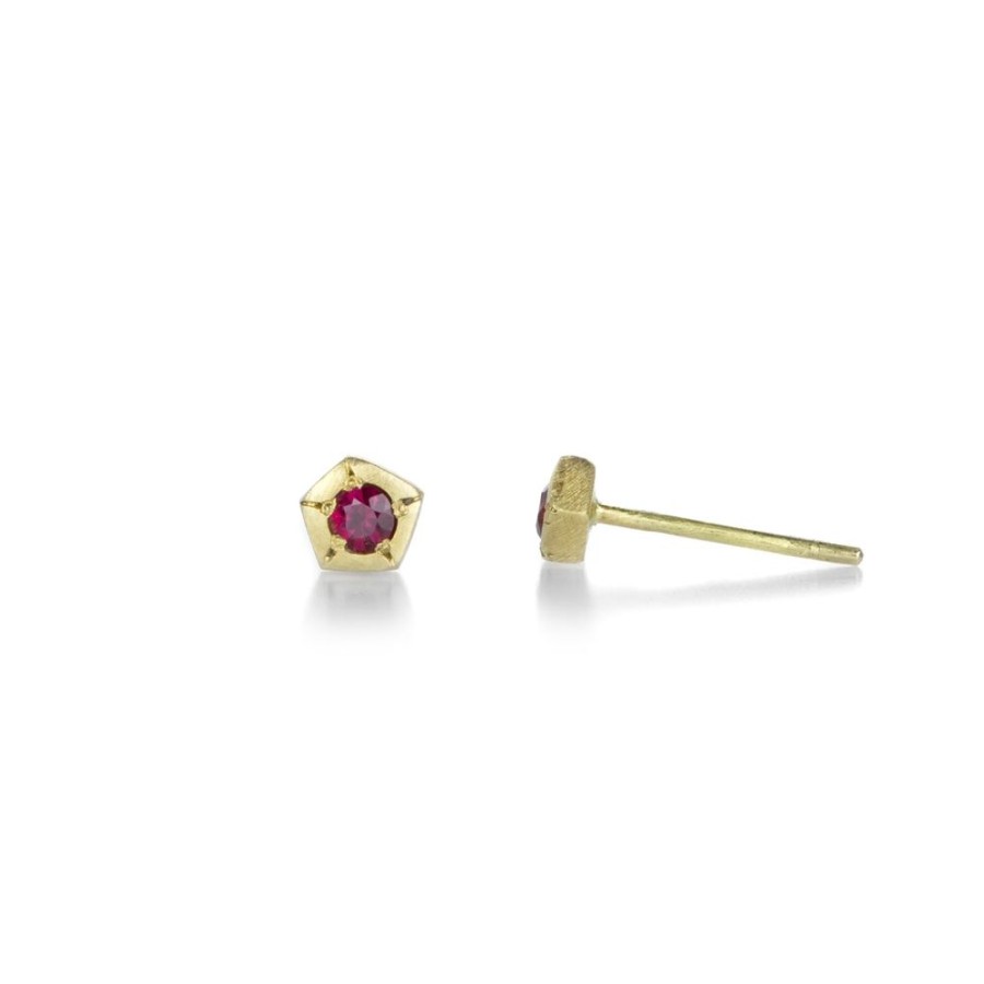 Earrings Annie Fensterstock | 18K Ruby Rock Studs