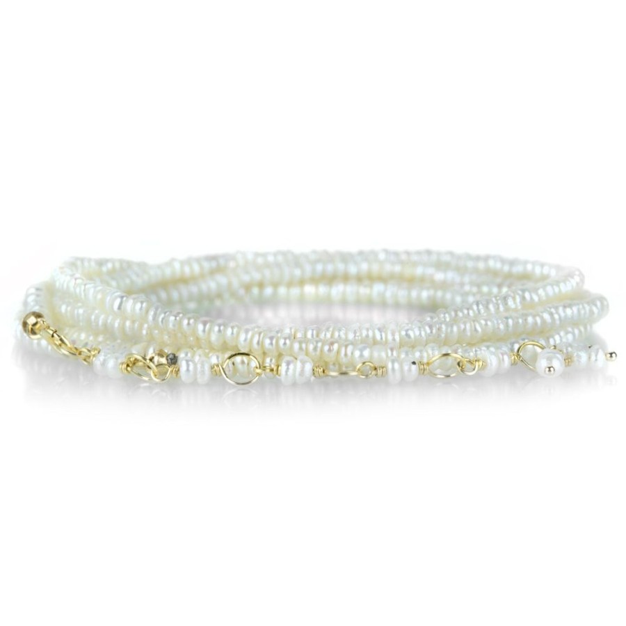 Bracelets Anne Sportun | White Pearl Wrap Bracelet -34"