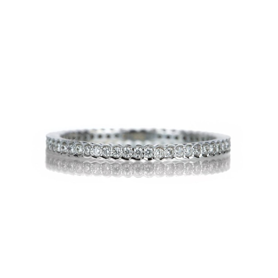 Rings Sethi Couture | White Gold White Diamond Scallop Band