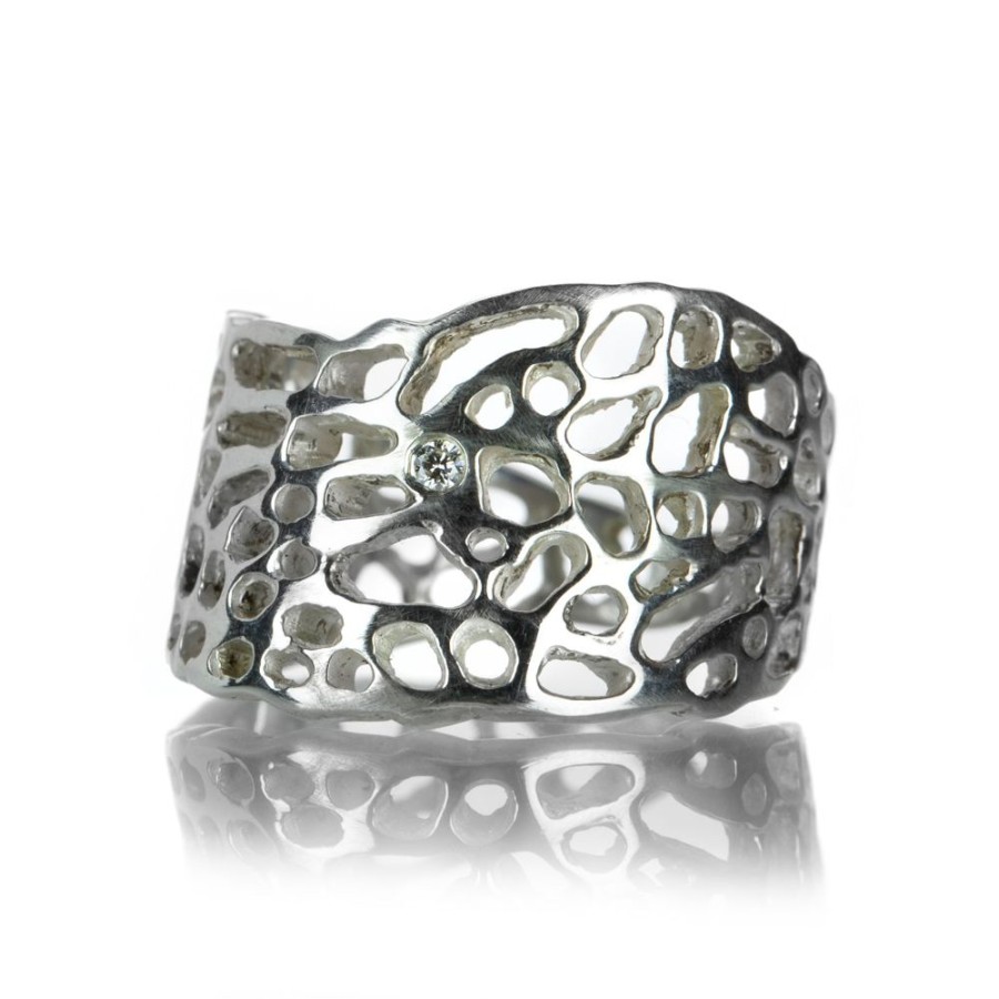 Rings Annette Ferdinandsen | Silver Sea Fan Ring With Diamond