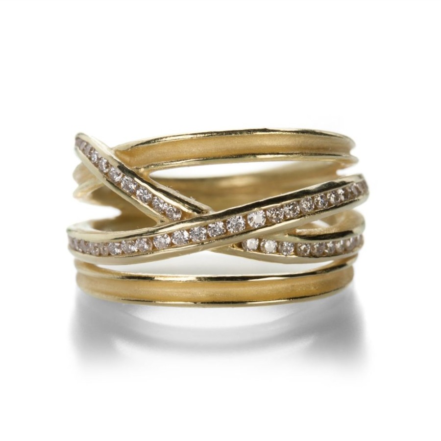 Rings Barbara Heinrich | Four Criss Cross Band With Diamonds