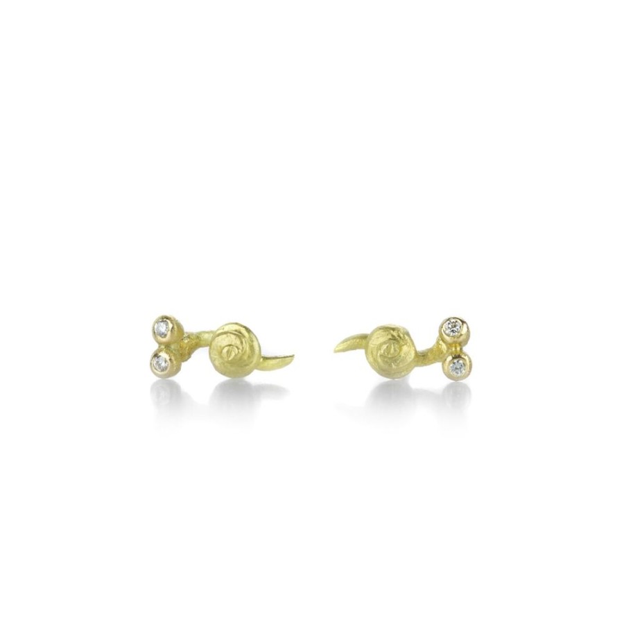 Earrings Lene Vibe | Snail Studs With Diamonds