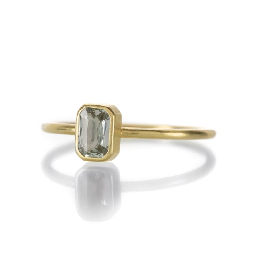 Rings Gabriella Kiss | Pale Gray Emerald Cut Sapphire Ring