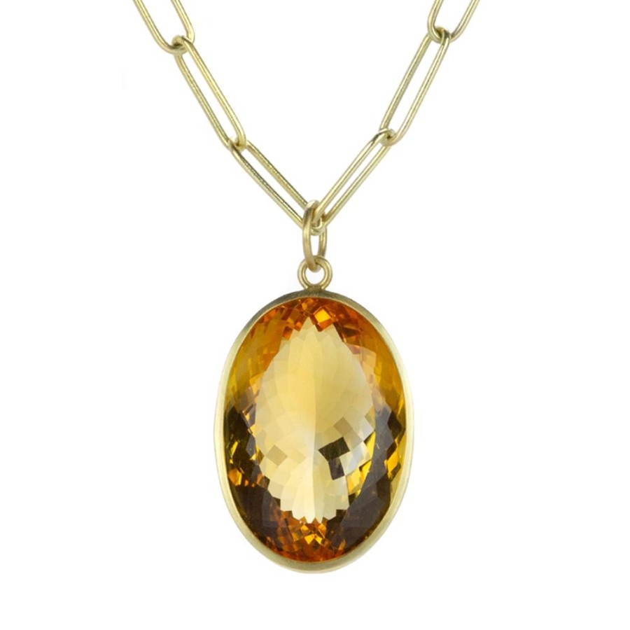 Necklaces Maria Beaulieu | Faceted Dark Citrine Pendant (Pendant Only)