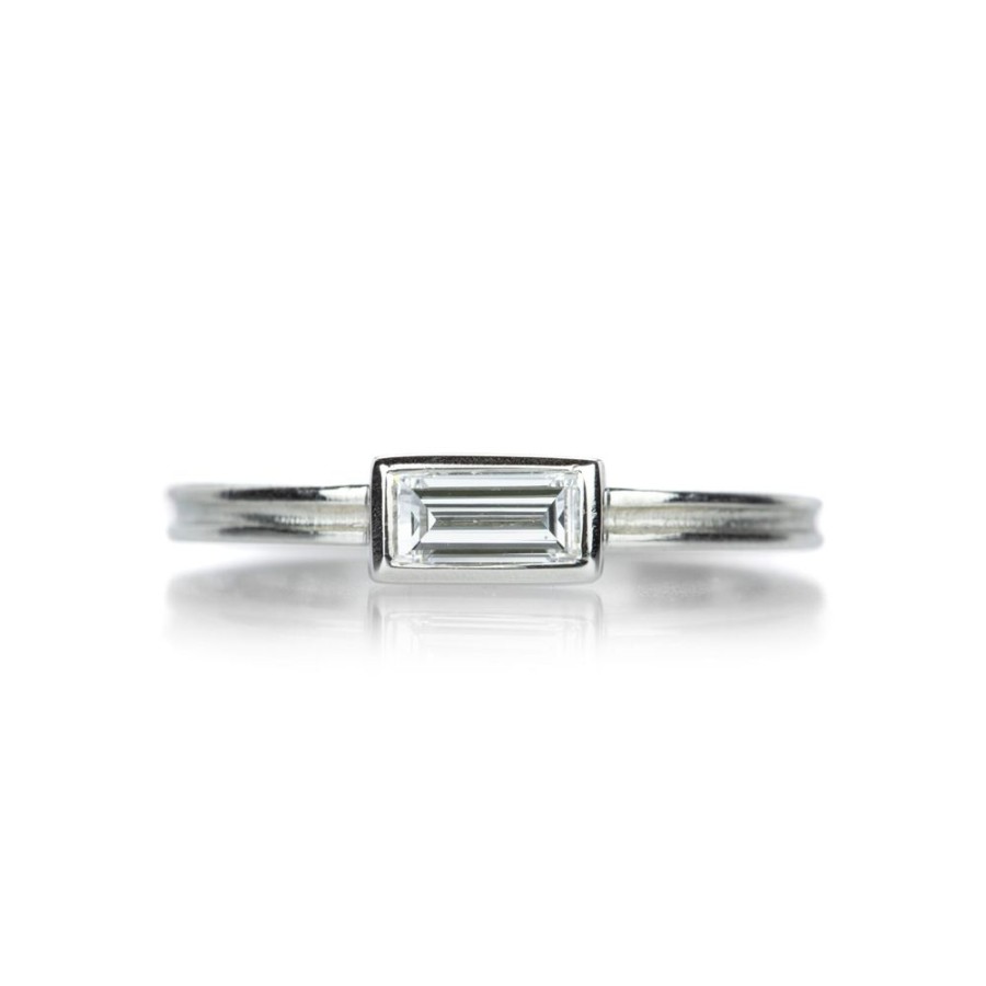 Rings Barbara Heinrich | Platinum Ring With Baguette Diamond