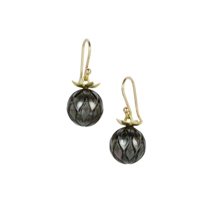 Earrings Gabriella Kiss | Tahitian Carved Pearl Earrings