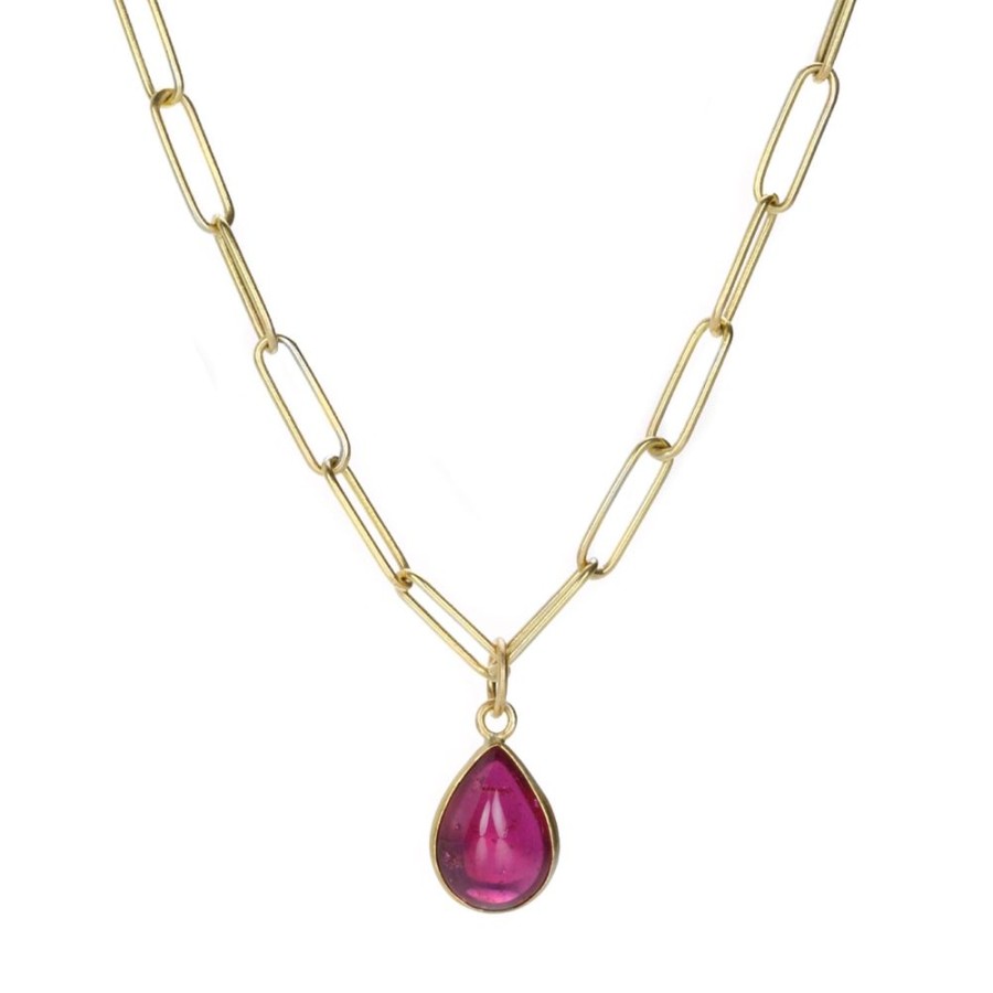 Necklaces Maria Beaulieu | Teardrop Ruby Cabochon Pendant (Pendant Only)