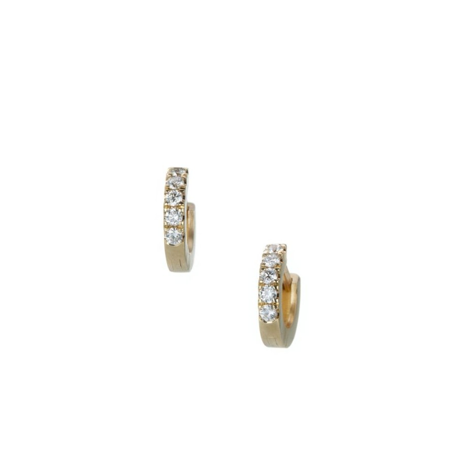 Earrings Nicole Landaw | 14K Small Square Diamond Huggies