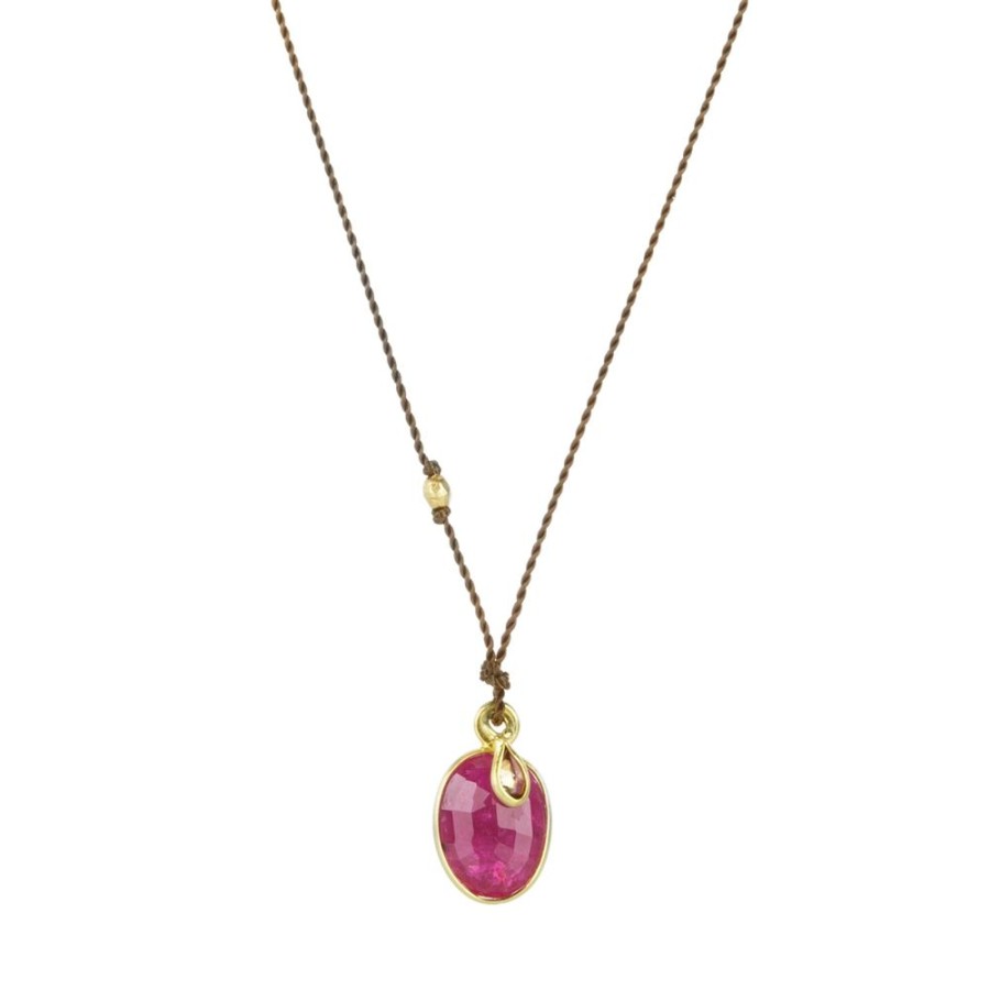 Necklaces Margaret Solow | Ruby And Diamond Double Pendant Necklace