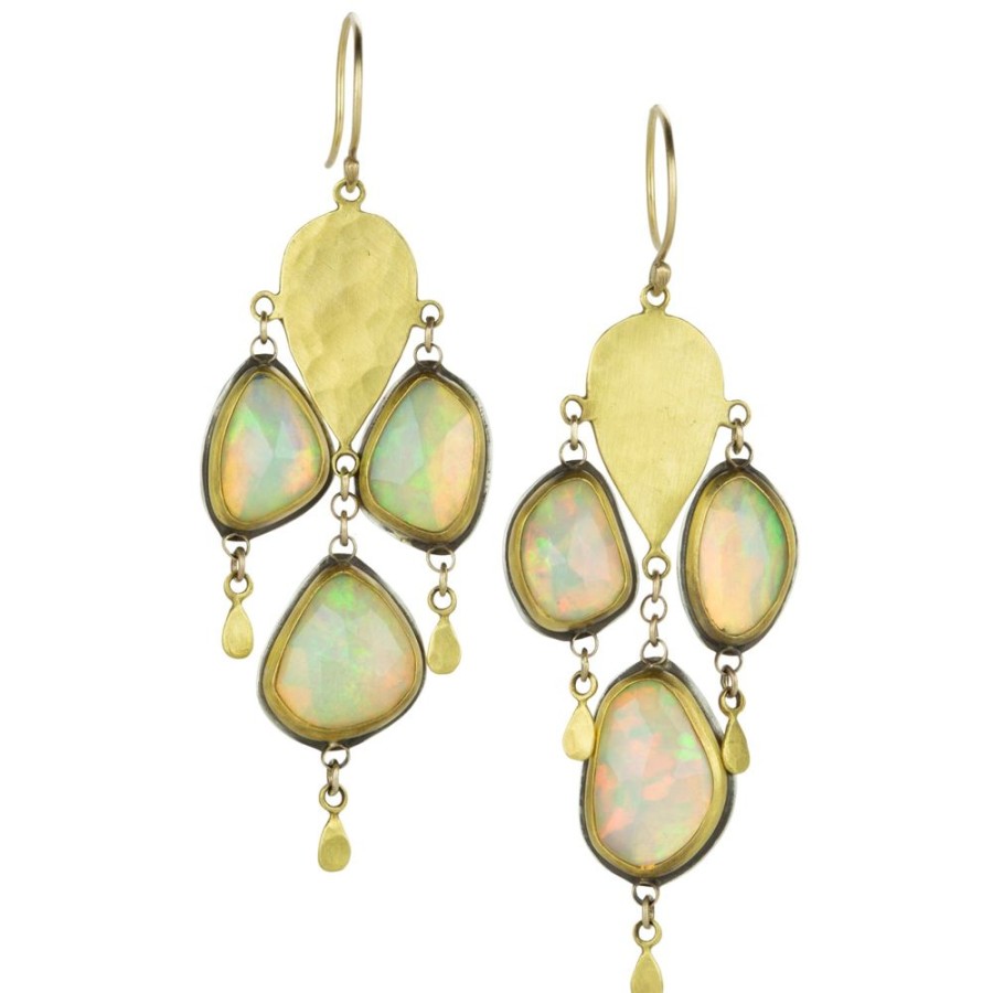 Earrings Ananda Khalsa | Ethiopian Opal Chandelier Drop Earrings