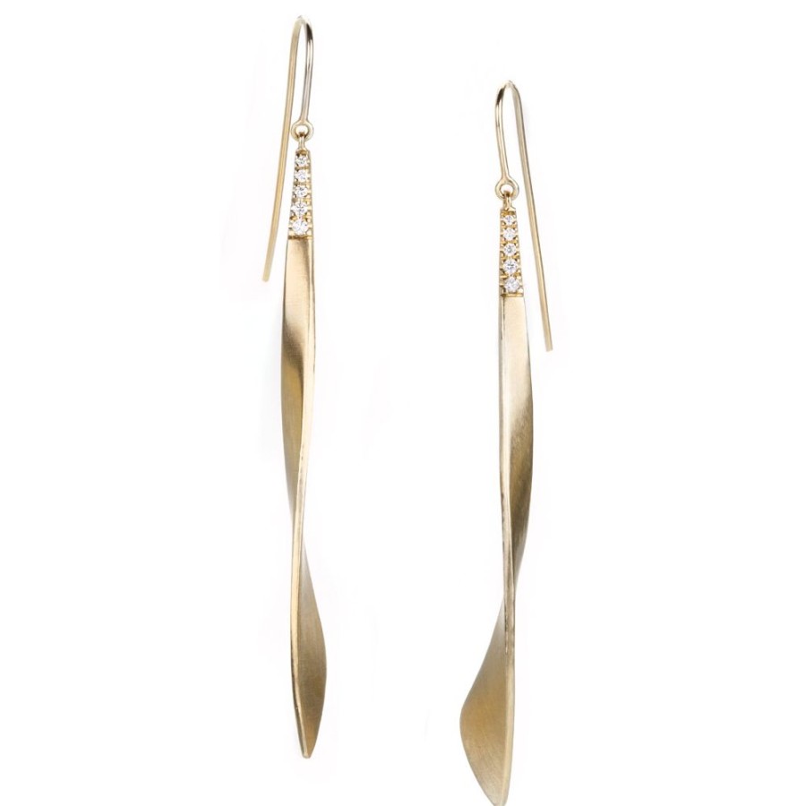 Earrings Nicole Landaw | Twist Sail Diamond Drop Earrings