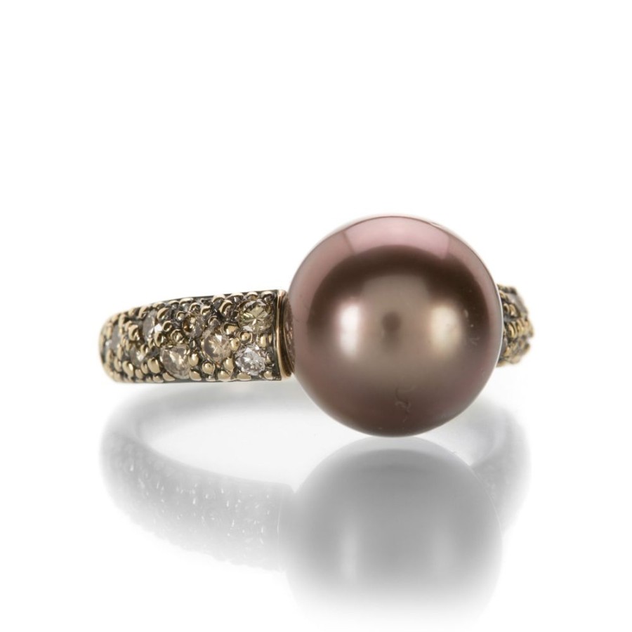 Rings Gellner | Brown Pearl And Brown Diamond Ring