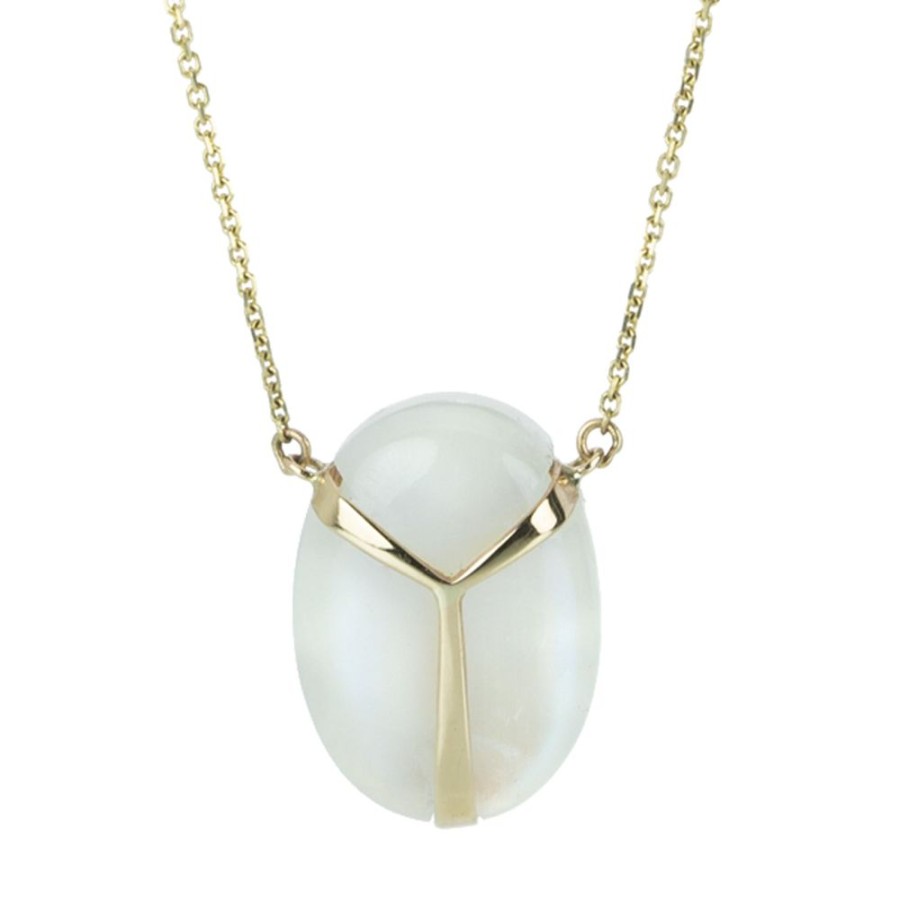 Necklaces Rachel Atherley | Moonstone Lucky Scarab Pendant Necklace