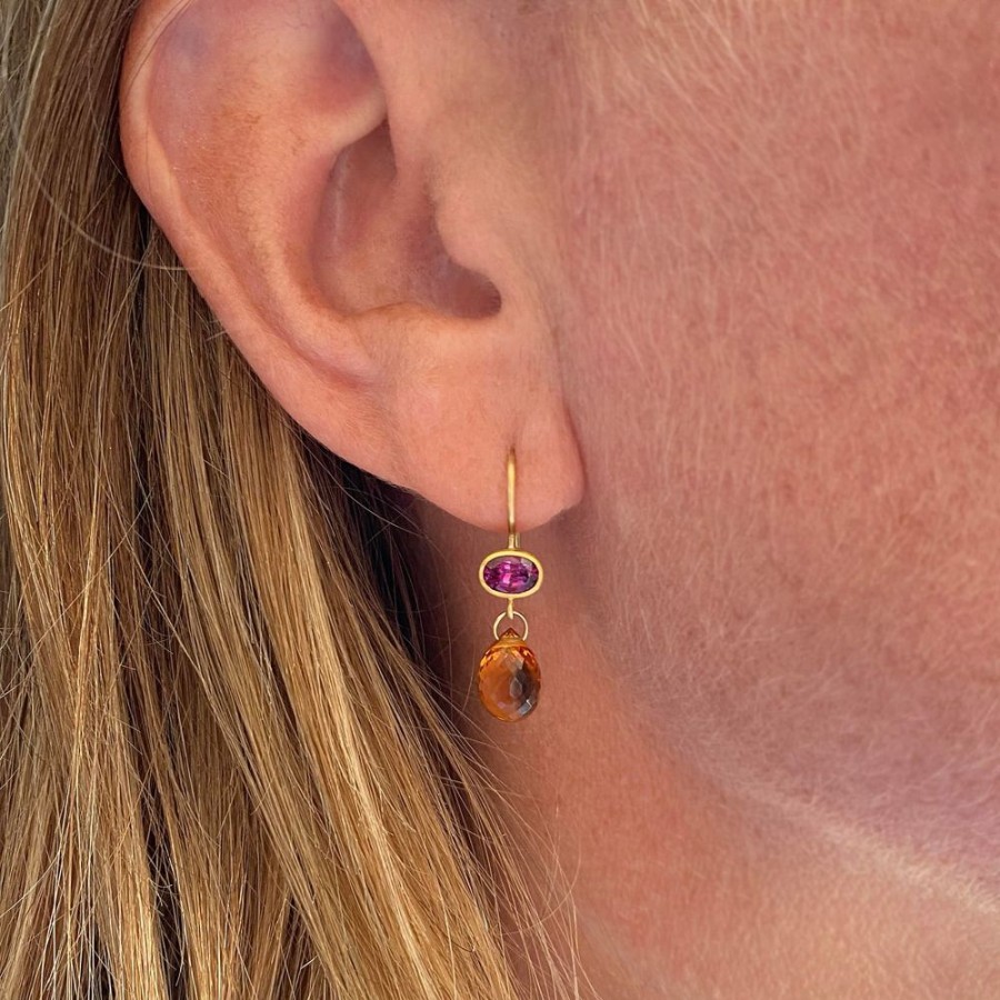 Earrings Mallary Marks | Pink Sapphire And Citrine Apple & Eve Earrings