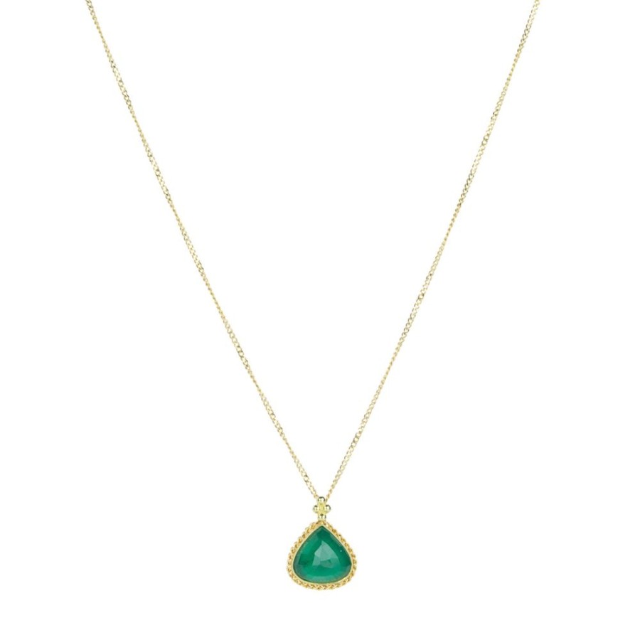 Necklaces Amali | 18K Pear Shaped Emerald Pendant Necklace