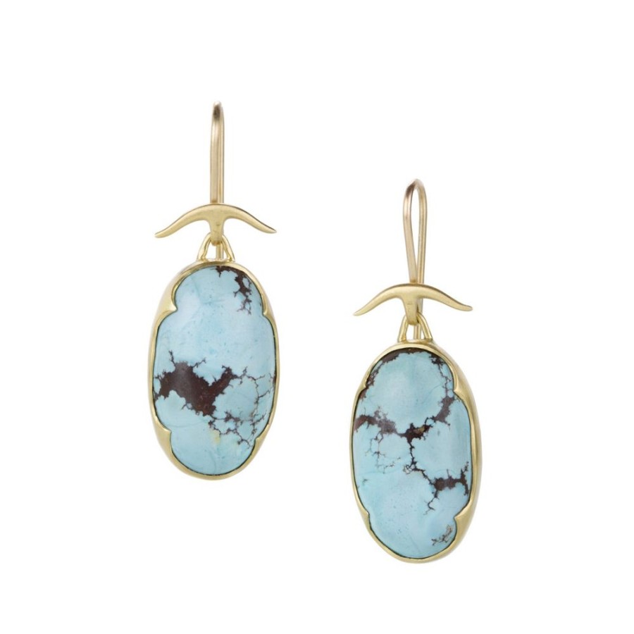 Earrings Gabriella Kiss | 18K Oval Kazakhstan Turquoise Earrings