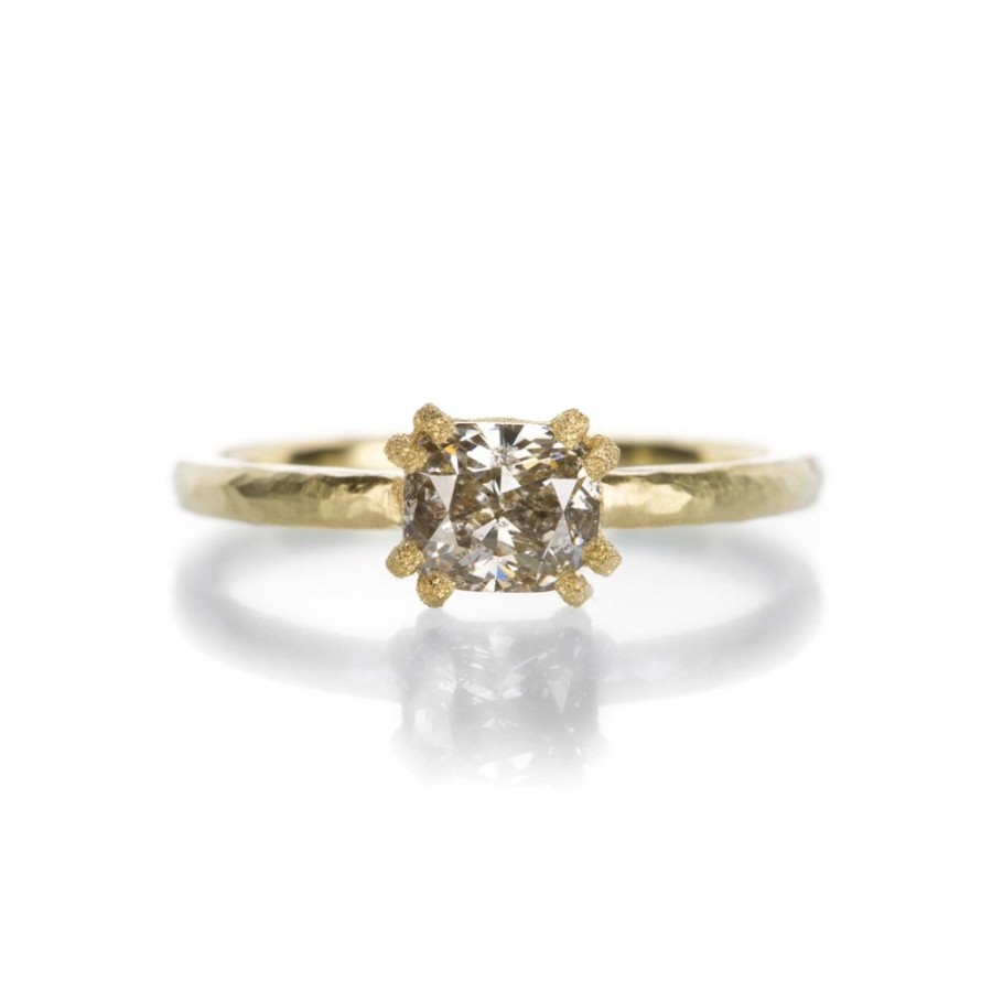 Rings Todd Pownell | Hammered Split Prong Diamond Ring