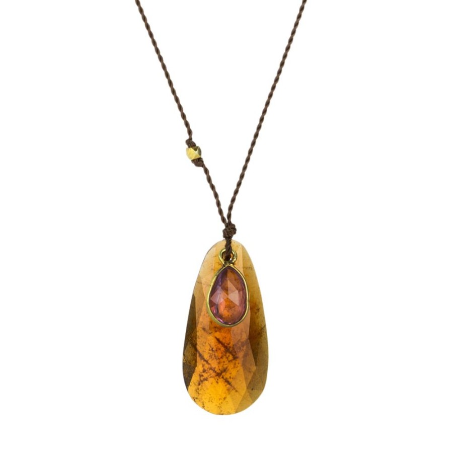 Necklaces Margaret Solow | Spessartite Garnet And Sapphire Pendant Necklace