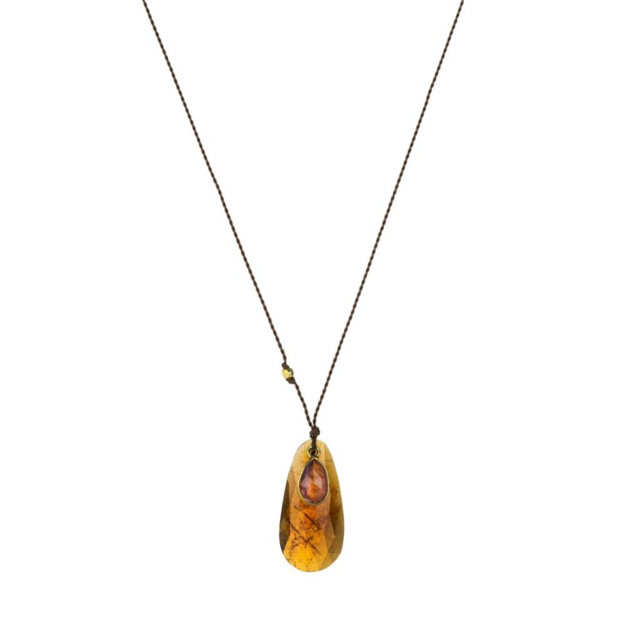 Necklaces Margaret Solow | Spessartite Garnet And Sapphire Pendant Necklace