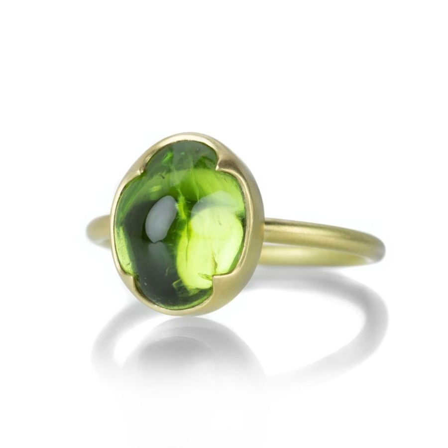 Rings Gabriella Kiss | Oval Peridot Ring In A 4 Scallop Bezel