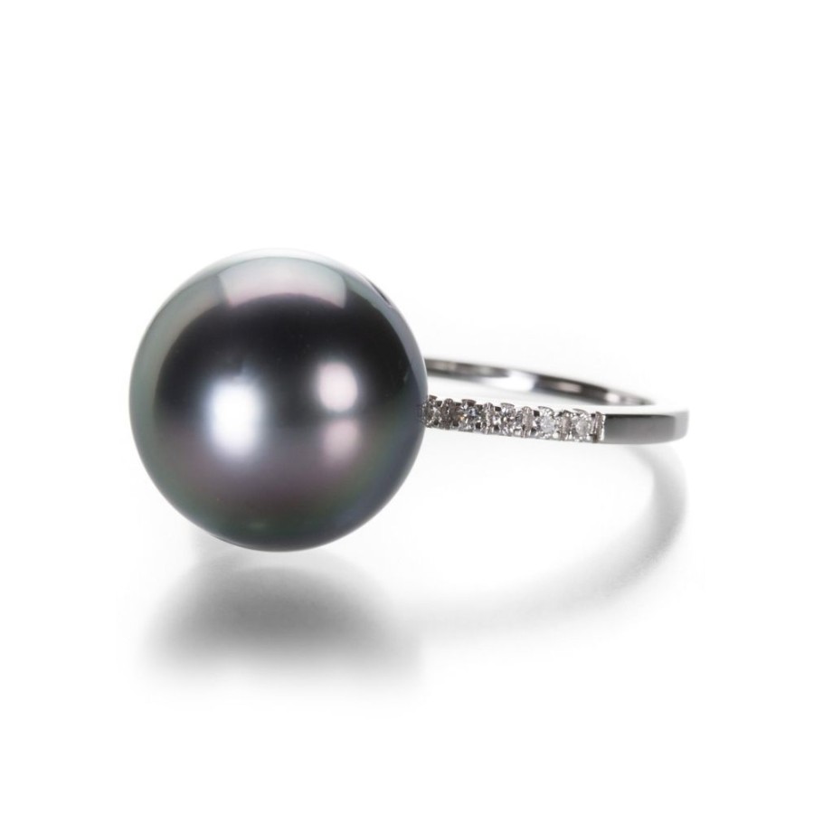 Rings Gellner | Tahitian Pearl Ring With Pave Diamonds