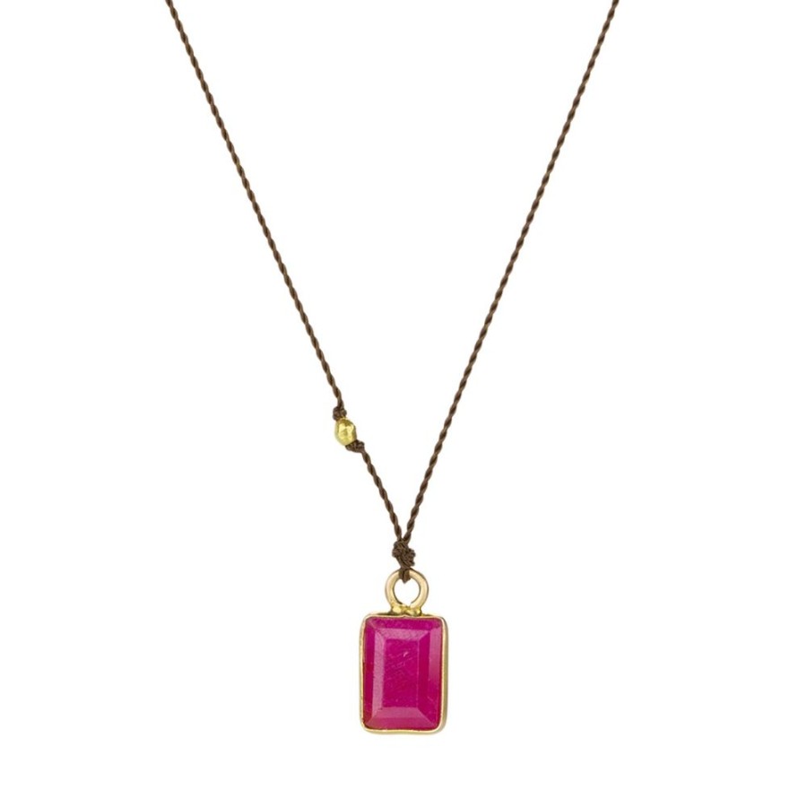 Necklaces Margaret Solow | Emerald Cut Ruby Pendant Necklace