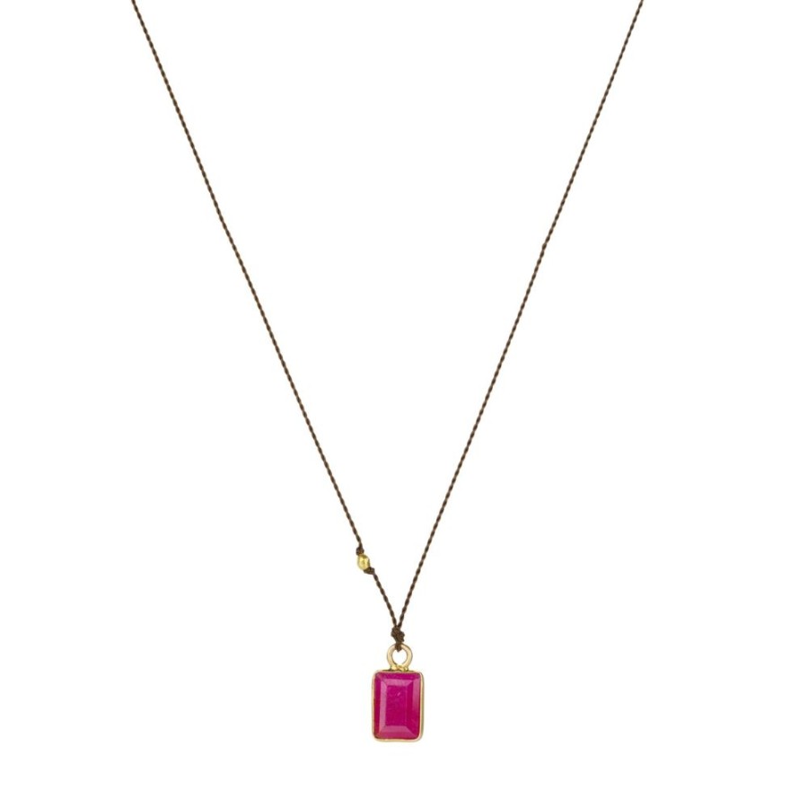 Necklaces Margaret Solow | Emerald Cut Ruby Pendant Necklace