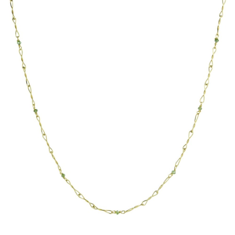 Necklaces Lene Vibe | Twisted Link Chain With Diamond Beads - 22"