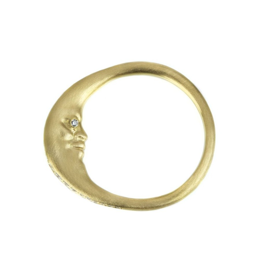 Rings Anthony Lent | 18K Crescent Moonface Ring