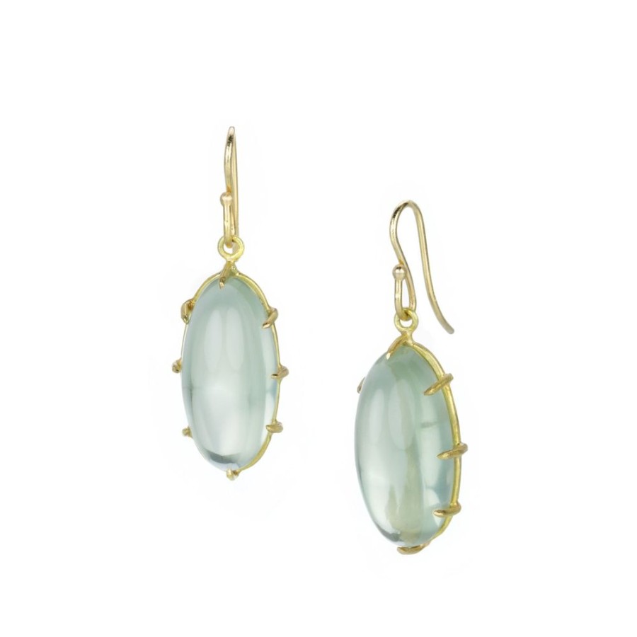 Earrings Rosanne Pugliese | Sage Moonstone Cabochon Drop Earrings