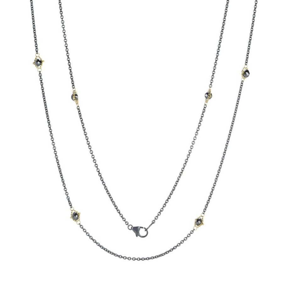 Necklaces Amali | Textile Black Diamond Station Necklace