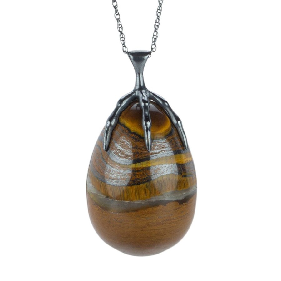 Necklaces Annette Ferdinandsen | Tiger'S Eye Quail Egg And Claw Pendant Necklace