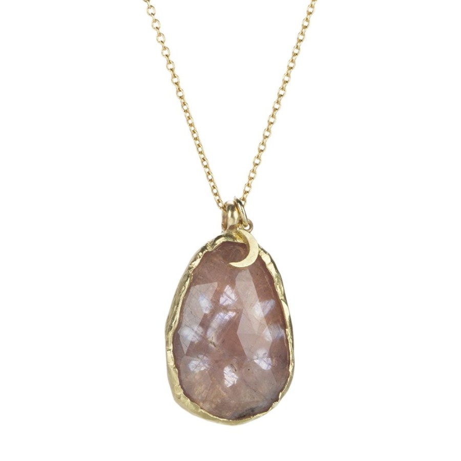 Necklaces Victoria Cunningham | Light Pink Sapphire Moon And Star Pendant Necklace