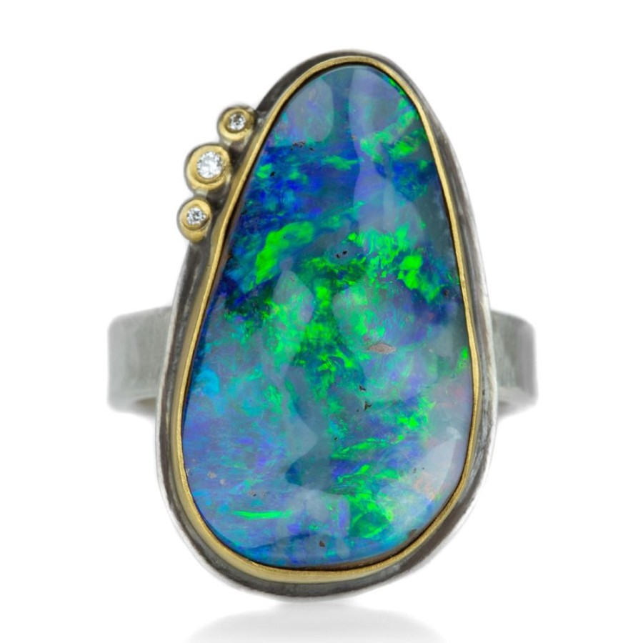 Rings Ananda Khalsa | Boulder Opal Ring With 3 Diamonds