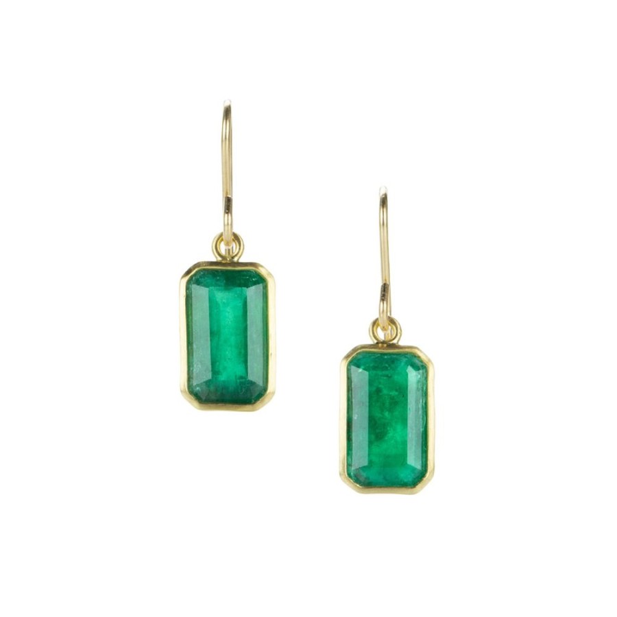 Earrings Maria Beaulieu | Emerald Cut Emerald Drop Earrings