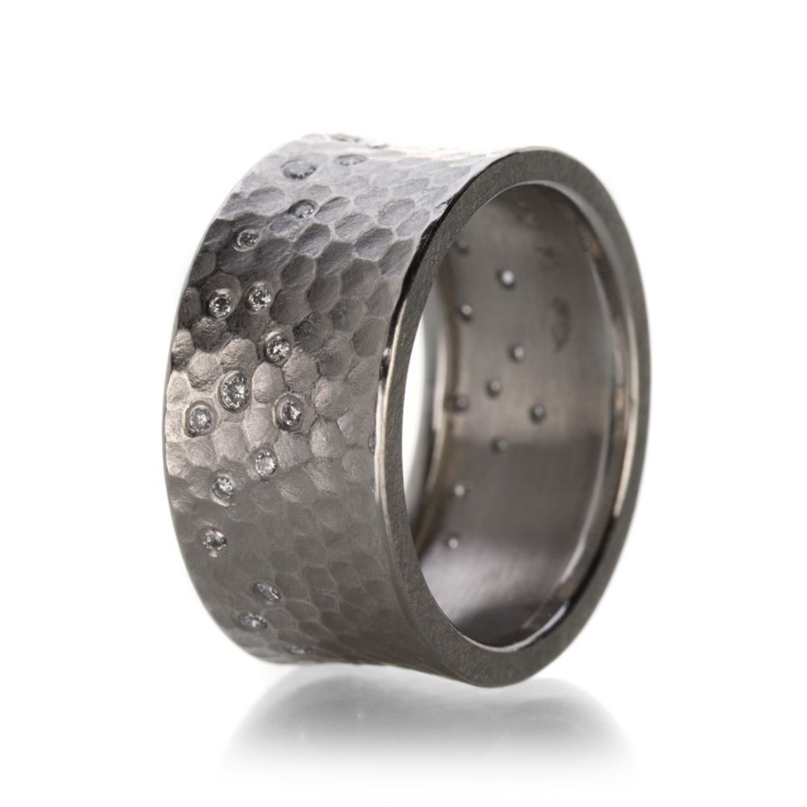 Rings Barbara Heinrich | Platinum Carved Glacier Band With Diamonds