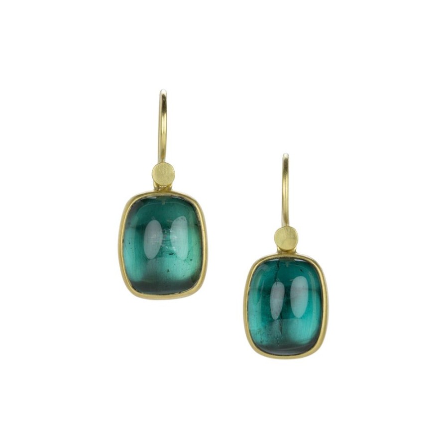 Earrings Lola Brooks | Cushion Blue Green Tourmaline Earrings