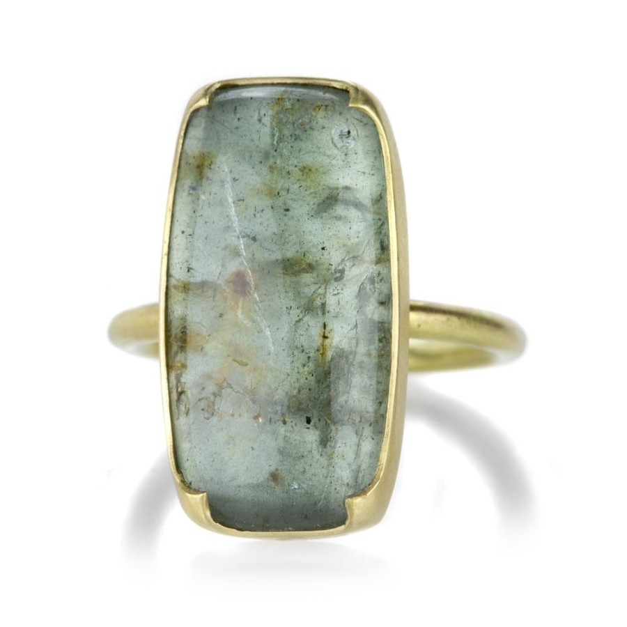 Rings Gabriella Kiss | Large Cushion Cut Moss Aquamarine Ring