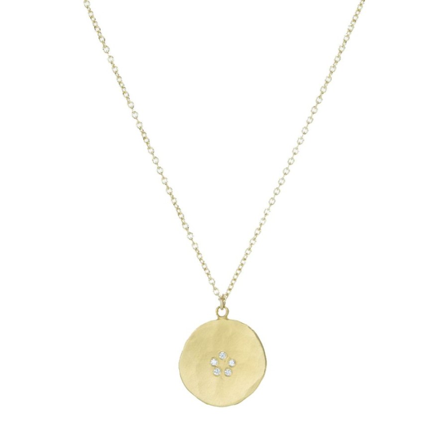 Necklaces Ananda Khalsa | Hammered Disc Pendant Necklace