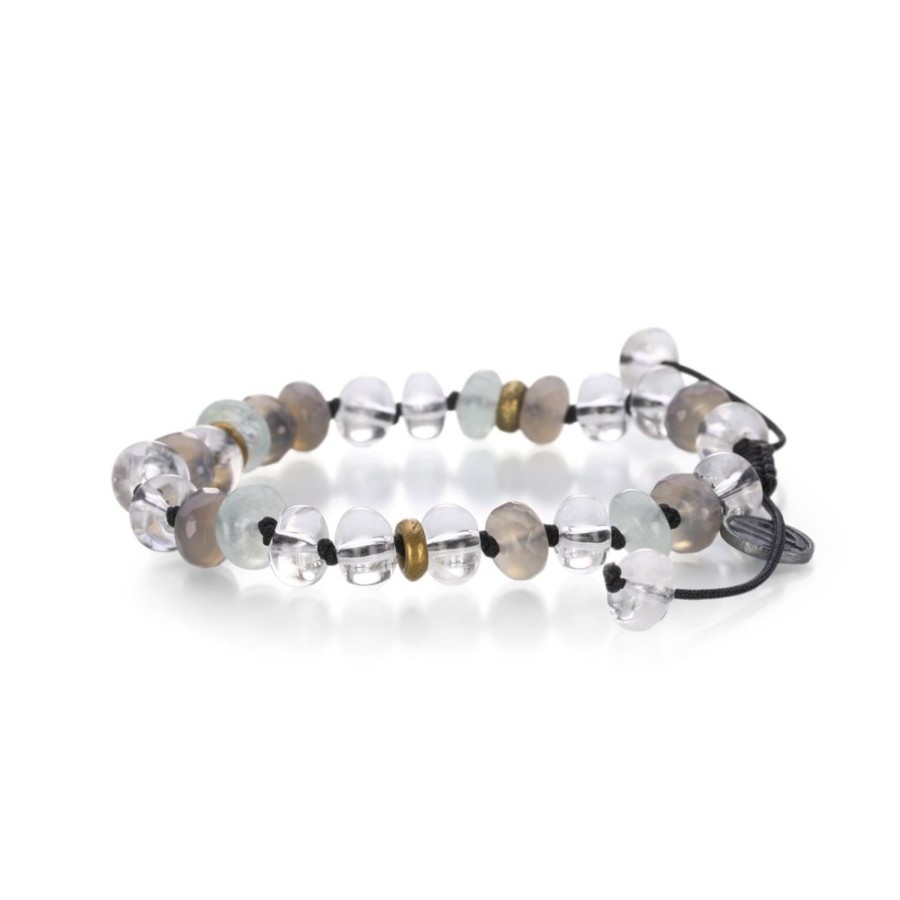 Bracelets Joseph Brooks | 8Mm Quartz, Aquamarine & Gray Onyx Bracelet