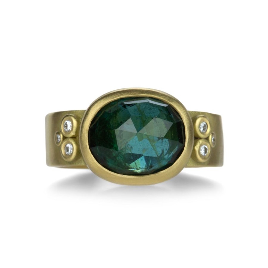 Rings Ananda Khalsa | Rose Cut Oval Green Tourmaline Ring