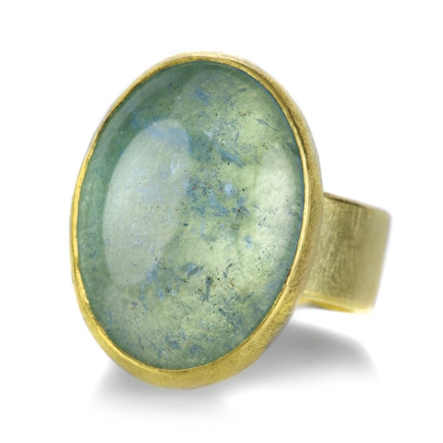 Rings Petra Class | Large Oval Aquamarine Cabochon Ring