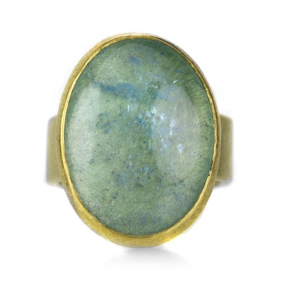 Rings Petra Class | Large Oval Aquamarine Cabochon Ring