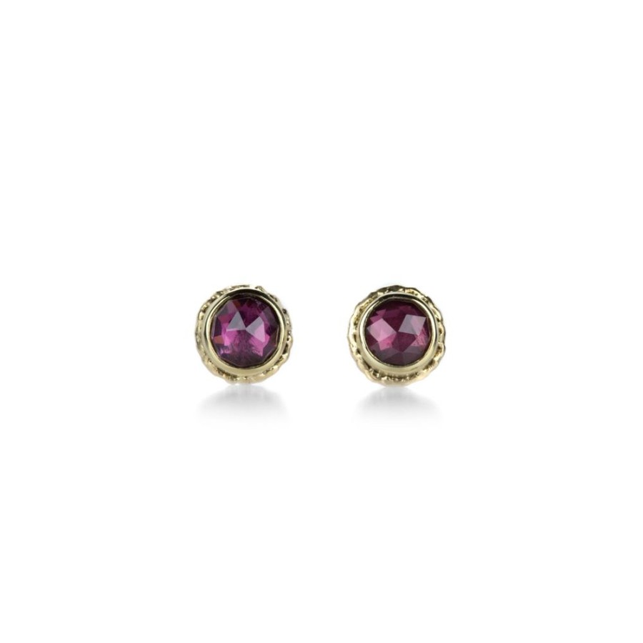 Earrings Jamie Joseph | Round Garnet Stud Earrings