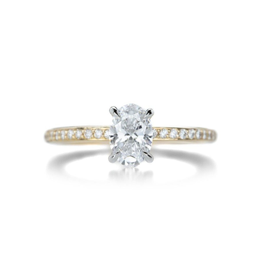 Rings Edward Burrowes | Oval Solitaire With Pave Diamond Ring