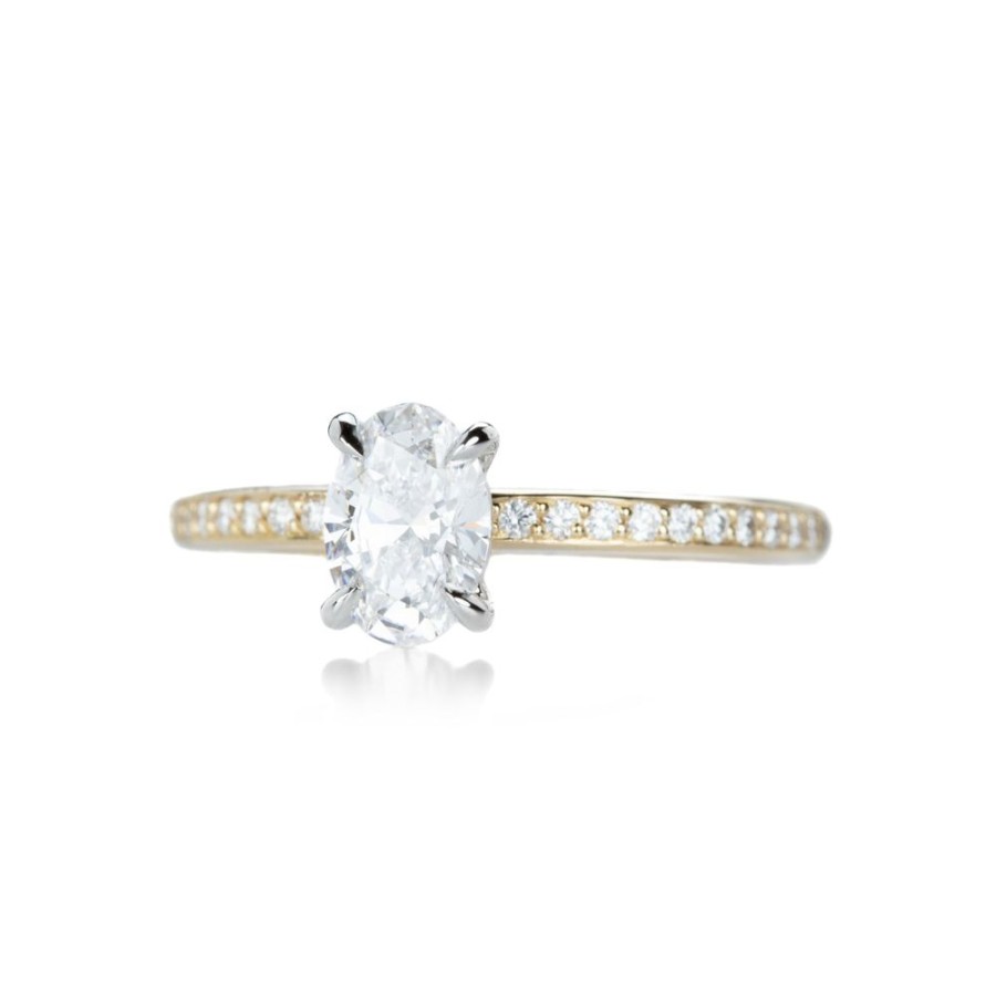 Rings Edward Burrowes | Oval Solitaire With Pave Diamond Ring