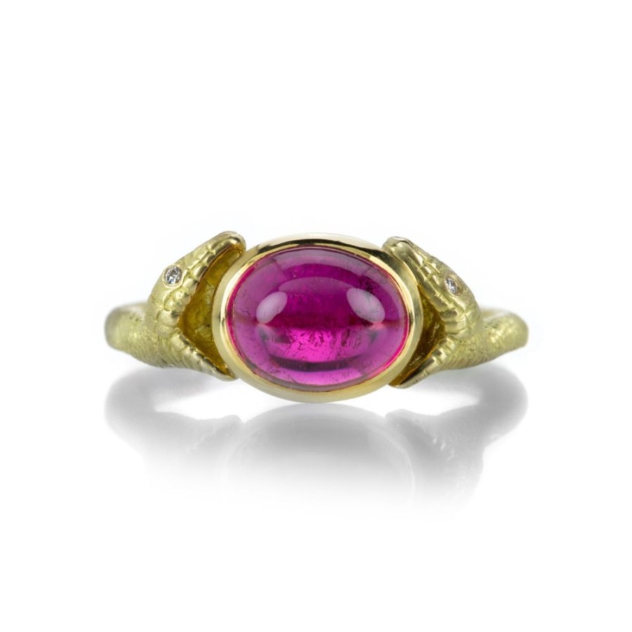 Rings Anthony Lent | Two Headed Rubellite Serpent Ring